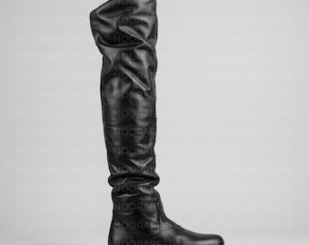 Custom Genuine Leather Slouchy Baggy Thigh High Boots for Women – Over the Knee, Wide Calf, tall women boot