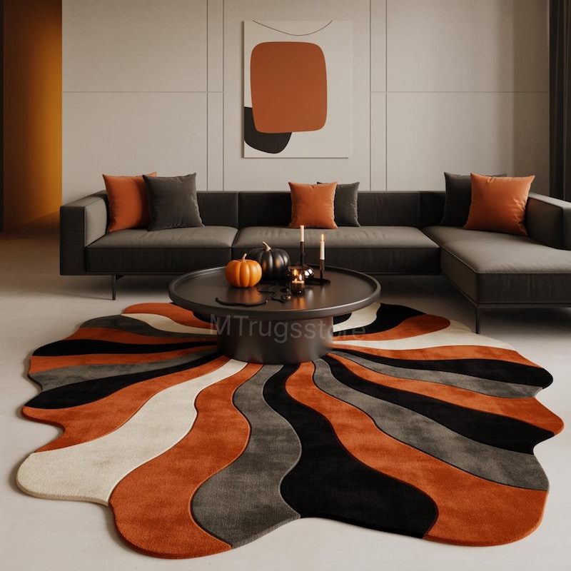 Orange White Blue Rug - Etsy