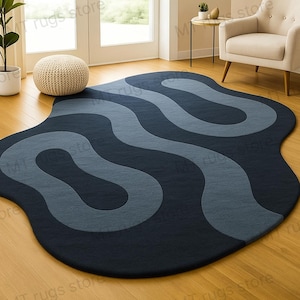 Retro Abstract Area Rug: Boho Living Room Decor, Mid-Century Modern Style