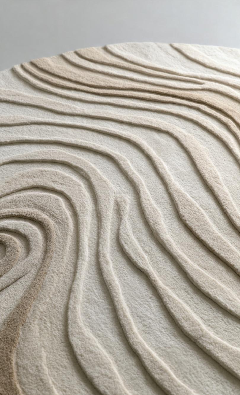 High Low Texture Pile Handmade Hand-tufted Round Wool Rug 7x7beige ...