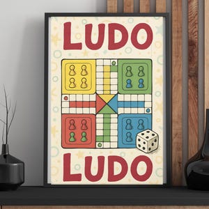 Ludo Board Game Digital Print | Retro Game Wall Art | Ludo Printable Poster | Instant Download | Family Game Room Decor | Pop Art