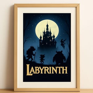Labyrinth Digital Poster or Book Cover | 80s Fantasy Movie Art Print | Jim Henson Cult Classic | Instant Download | David Bowie Print