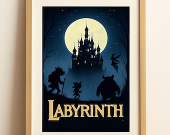 Labyrinth Digital Poster or Book Cover | 80s Fantasy Movie Art Print | Jim Henson Cult Classic | Instant Download | David Bowie Print