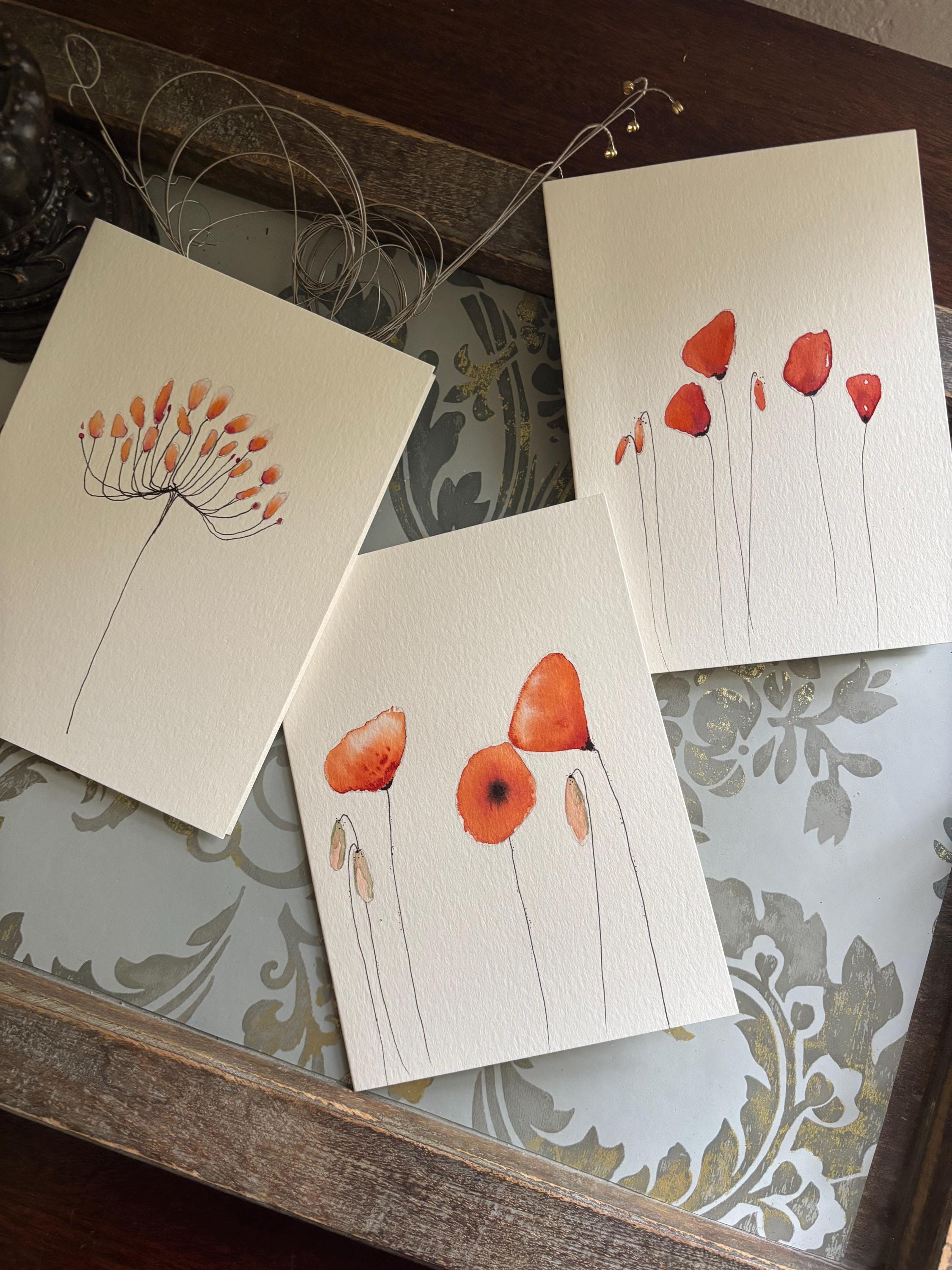 Hand Painted Watercolor Greeting Cards: Original Art, Set of 3 - Etsy