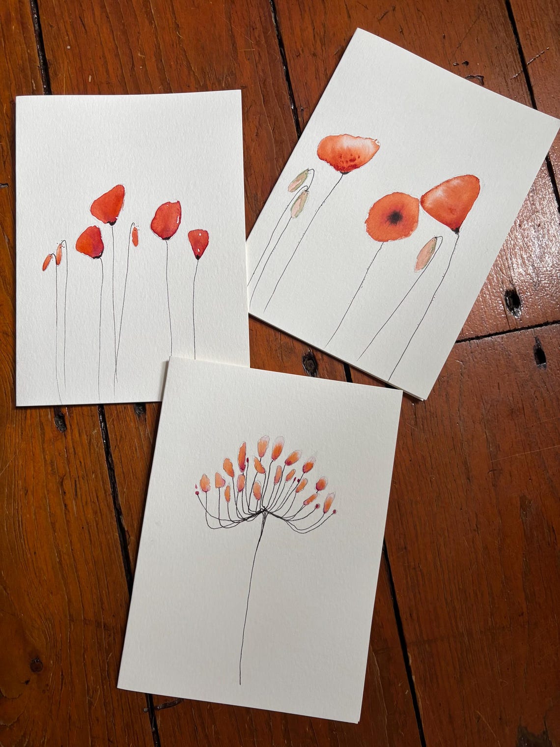 Hand Painted Watercolor Greeting Cards: Original Art, Set of 3 - Etsy