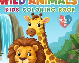 Printable Animal Coloring Pages for Kids | 62 Page Coloring Book PDF | Toddler Preschool Activity | Instant Download | Wild Baby Animals