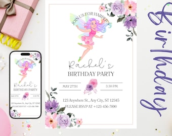 Editable Pink Butterfly 1st Birthday Invitation Bundle Girl, Fairy First Birthday Party Decor Template, Printable Welcome Sign Corjl