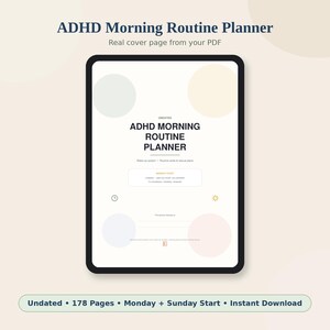 Planejador de Rotina Matinal para TDAH, Lista de Verificação Diária para Reinicialização da Dopamina, Rastreador de Hábitos do GoodNotes para Baixa Sobrecarga, Organizador de Despertar para Neurodivergentes
