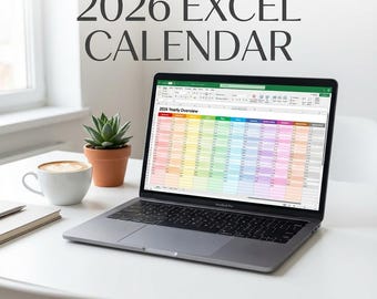 2026 Excel Calendar Template | Monthly Planner Spreadsheet | Editable Instant Download | Teacher Planner | Small Business Content Calendar