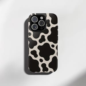 Cow Print iPhone 16 15 14 13 12 Pro Plus Max case MagSafe Apple Tough Case Hard Slim Case Tough Black Pattern