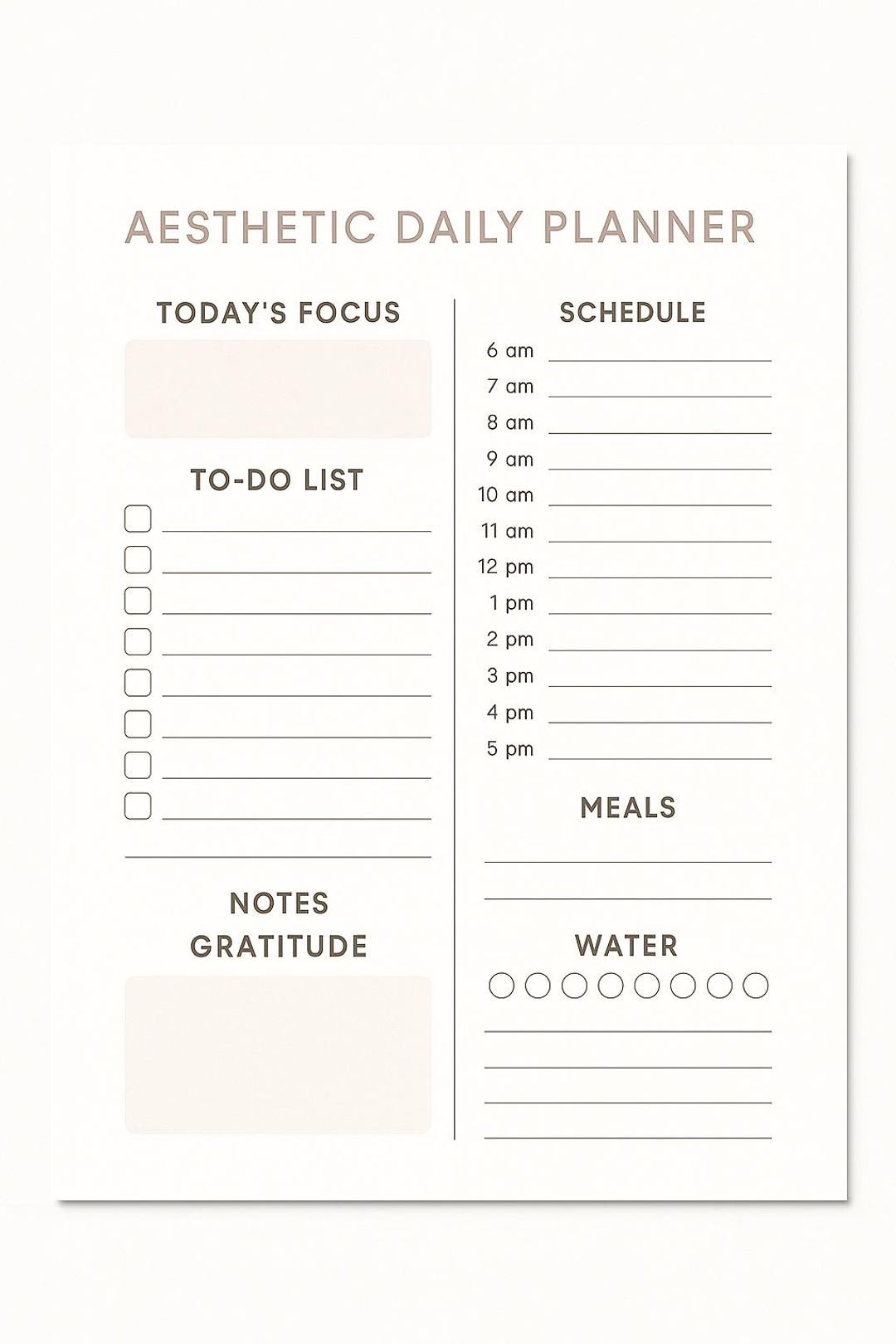 Aesthetic Daily Planner Printable Canva Template Minimal to Do List ...