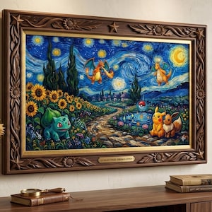 Pokémon x Van Gogh Starry Night Fusion Art | Ultra-High Resolution Print