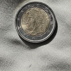 Italien 2002 Dante Alighieri 2 euro coin. Very rare, error coin.