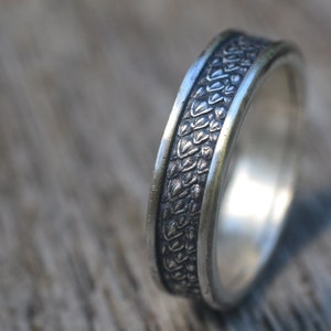 Dragon Scale Ring, Men's Oxidised 925 Silver Wedding Band, Personalised Fantasy Handfasting & Marriage Jewelry