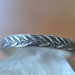 Eucalyptus Leaf Ring, Oxidised Sterling Silver Gum Tree Band, Personalised Nature Jewelry