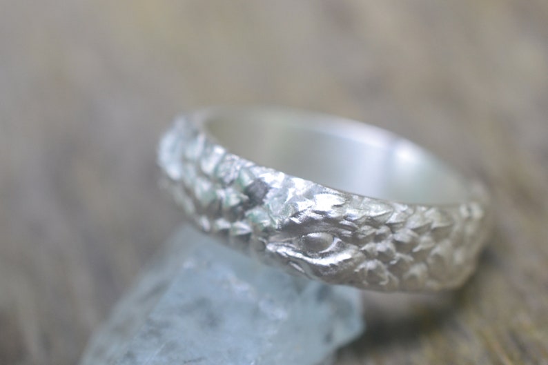 Dragon's Eye Ring, Men's Oxidised Sterling Silver Wyvern Wedding Band, Personalised Fantasy Jewelry image 4