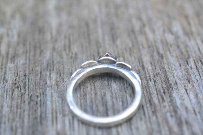 Dainty Leaf Ring With Natural Rainbow Moonstone