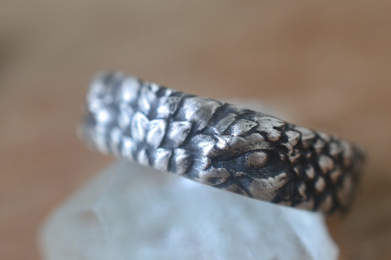 Dragon's Eye Ring, Men's Oxidised Sterling Silver Wyvern Wedding Band, Personalised Fantasy Jewelry image 1