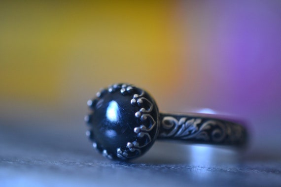 Custom Engraved Women/'s Crystal Jewelry Bezel Set Unique Gemstone Gothic Oxidised Silver Band Copper Turquoise Ring