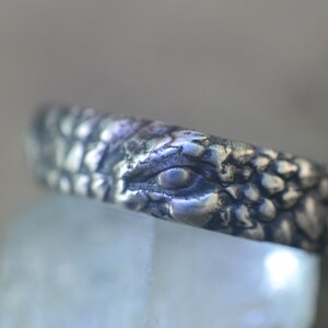 Dragon's Eye Ring, Men's Oxidised Sterling Silver Wyvern Wedding Band, Personalised Fantasy Jewelry image 3