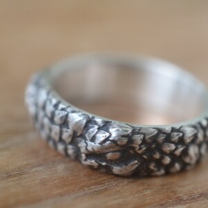 Dragon's Eye Ring, Men's Oxidised Sterling Silver Wyvern Wedding Band, Personalised Fantasy Jewelry image 2