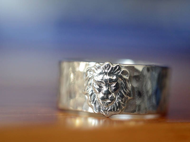 Silver Lion Ring Lion Wedding Ring Custom Engraved Men's Etsy