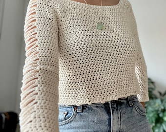 Crochet Spring Sweater Pattern: Ariadne Cotton Top-Down Design (PDF Pattern)
