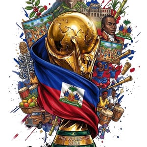 Haiti World Cup 2026 PNG, Haitian Flag Soccer Trophy Sublimation Design, Football Digital Download