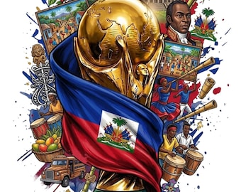 Haiti World Cup 2026 PNG, Haitian Flag Soccer Trophy Sublimation Design, Football Digital Download