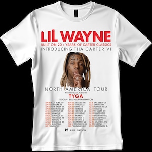 Camiseta de la gira de Lil Wayne Carter VI por Norteamérica 2025, con citas de conciertos de rap y hip hop, merchandising, camiseta gráfica unisex, regalo