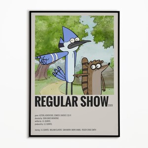 Regelmäßige Show-Poster | Regelmäßige Show Wandkunst | Minimalistisches Poster | Geschenk | Serie | Wanddekoration | Comic | Kunstdruck | Rigby & Tati