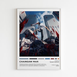 Chainsaw Man Poster | Chainsaw Man Wall Art | Minimalist Poster | Gift | Anime | Wall Decor | Manga | Art Print | Tatsuki Fujimoto