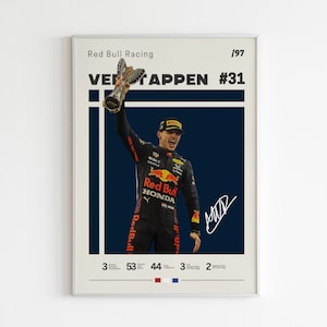Max Verstappen Poster | Verstappen Wall Art | Minimalist Poster | Gift | F1 Poster | Wall Decor | Red Bull Racing | Formula 1 | Champion