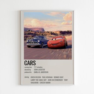 Cars Poster | Cars Wall Art | Minimalist Poster | Gift Idea | Lightning McQueen Poster | Kids Room Decor | Art Print | Cartoon Movies Poster