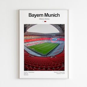 Allianz Arena Poster | Bayern Munich Wall Art | Football Show Poster | Minimalist Poster | Gift Idea | Football Poster | Wall Decor |