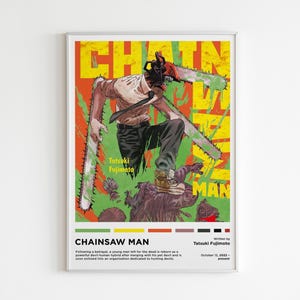 Chainsaw Man Poster | Chainsaw Man Wall Art | Minimalist Poster | Gift | Anime | Wall Decor | Manga | Art Print | Tatsuki Fujimoto