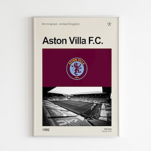 Aston Villa Poster | Aston Villa Wall Art | Football Poster | Minimalist Poster | Gift Idea | Villa Park Poster | Wall Decor |