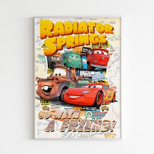 Cars Poster | Cars Wall Art | Minimalist Poster | Gift Idea | Lightning McQueen Poster | Kids Room Decor | Art Print | Cartoon Movies Poster