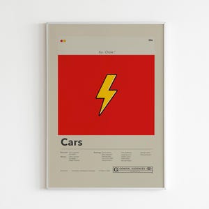 Cars Poster | Cars Wall Art | Minimalist Poster | Gift Idea | Lightning McQueen Poster | Kids Room Decor | Art Print | Cartoon Movies Poster