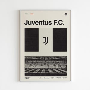 Póster de la Juventus F.C. / Arte mural del estadio Juventus Arena / Póster de fútbol / Póster minimalista / Idea de regalo / Decoración de pared / Bianconeri