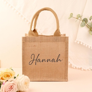 Personalized Burlap Bridesmaid Bag, Custom Jute Tote