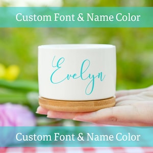 Personalized Name Mini Planter, Cute Gift for Kids, Friends, Coworkers, Name Plant Pot, Desk Succulent Pot, Customizable Font & Color