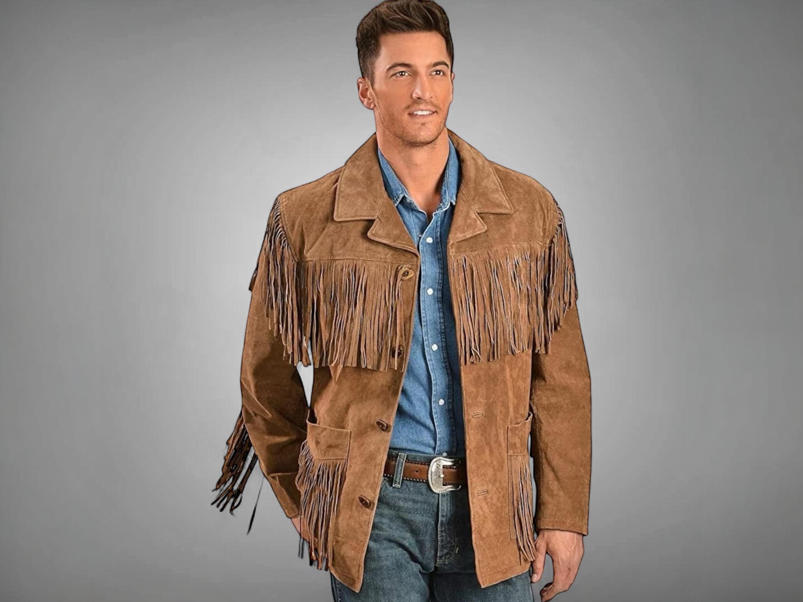 ウエスタンカウボーイ バイカー レザージャケット フリンジ ビーズ 黒 Amazon | Classyak メンズ ウエスタンカウボーイフリンジジャケット US