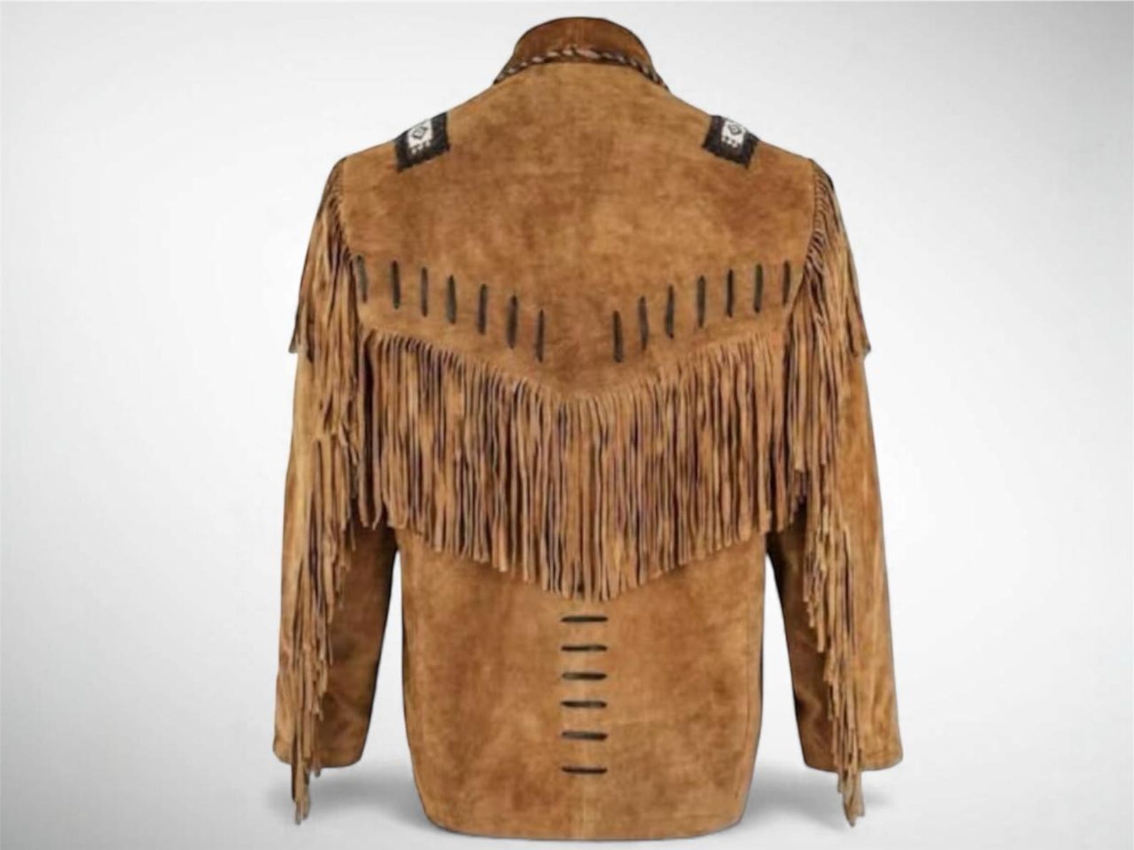 Femmes Marron Suède Cuir Veste Américain Vache-dame Franges Occidental