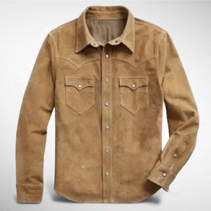 Scully Men's Old West Band Collar Pullover Shirt - Long Sleeve Western Style, Brown, Sizes S-2XL