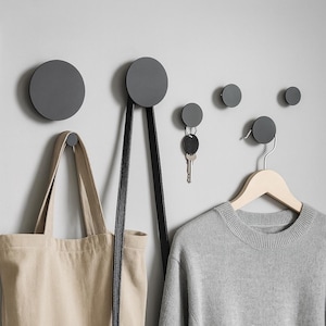Set of 3 Wall Hooks, Modern Wall Hooks, Entryway Wall Hooks, Decorative Wall Hooks, Round Wall Hooks, Metal Wall Hooks, Towel Wall Hooks