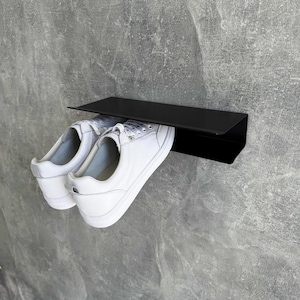 Wall mounted shoe rack, Floating shoe shelf, Metal shoe wall shelf, Slim shoe organizer, Compact shoe rack for hallway or closet