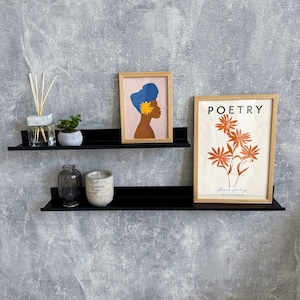 Floating shelves for pictures, Floating picture ledge shelves, Photo frame shelf for wall, Metal floating shelf home decor, Bookshelf metal