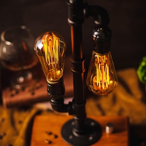 Industrial Desk Lamp, Steampunk Lamp, Pipe Table Lamp, Edison Desk Lamp, Farmhouse Table Lamp, Retro Lamp, Metal Desk Lamp,Table Light Decor