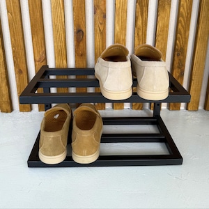Shoe rack entry way organizer, 2 tier shoe rack metal, Floating shoe rack, Metal shoe shelf, Shoe organizer for entryway, Double shoe rack